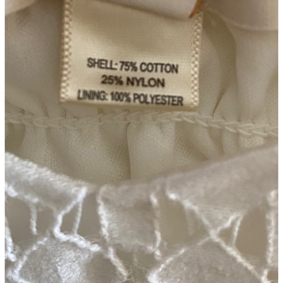 Monteau White Lace Puff Sleeve Smocked Crop Top Cottagecore Women's M - Picture 3 of 9